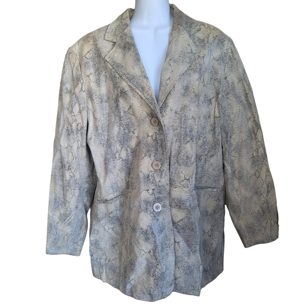 Vintage, Classic 80s Leather Snakeskin Print Women's Jacket Size 1X